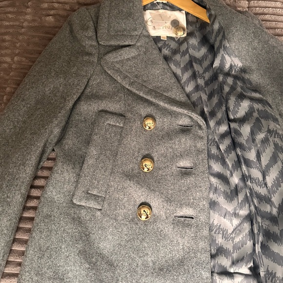Size XSmall double breasted Coach Heather Gray Wool Pea Coat With gold buttons. - Picture 8 of 15